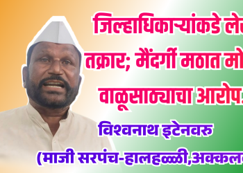 जिल्हाधिकाऱ्यांकडे लेखी तक्रार; मैंदर्गी मठात मोठ्या वाळूसाठ्याचा आरोप-माजी सरपंच विश्वनाथ इटेनवरु.